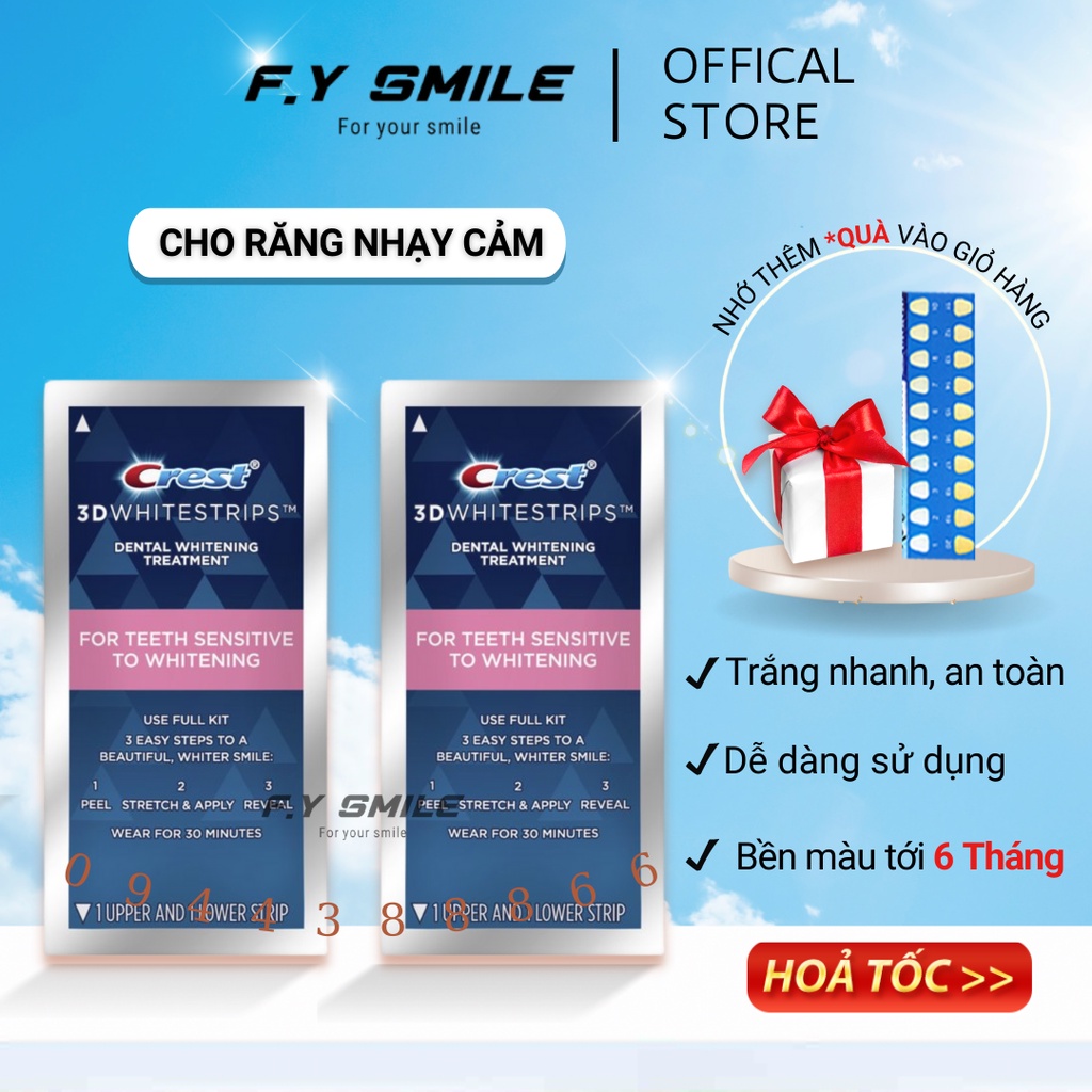 Miếng dán trắng răng Crest 3D Whitestrips Sensitive – Miếng dán cho răng nhạy cảm