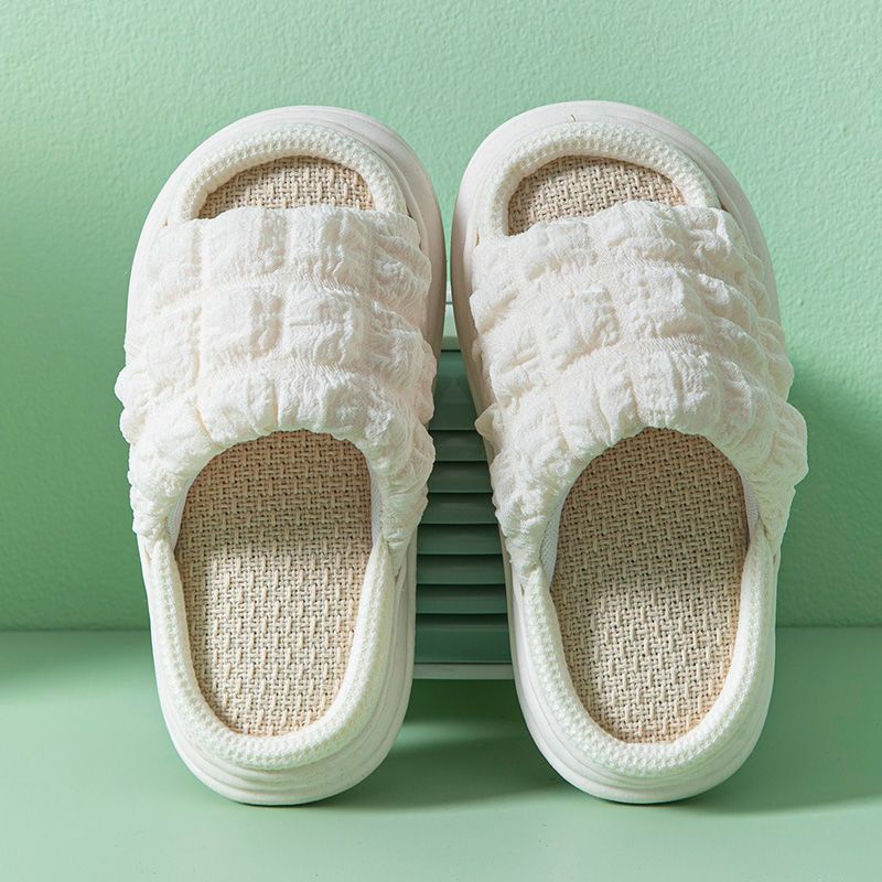 Oeteo Dép Xỏ Ngón Đi Trong Nhà Bằng Vải Lanh Màu Trơn Dành Cho Trẻ Em