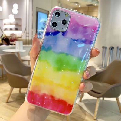 Ốp điện thoại mềm màu cầu vồng ánh nhũ thời trang cho Iphone XS XR 7 8 plus 6 6s 11 11pro max | BigBuy360 - bigbuy360.vn