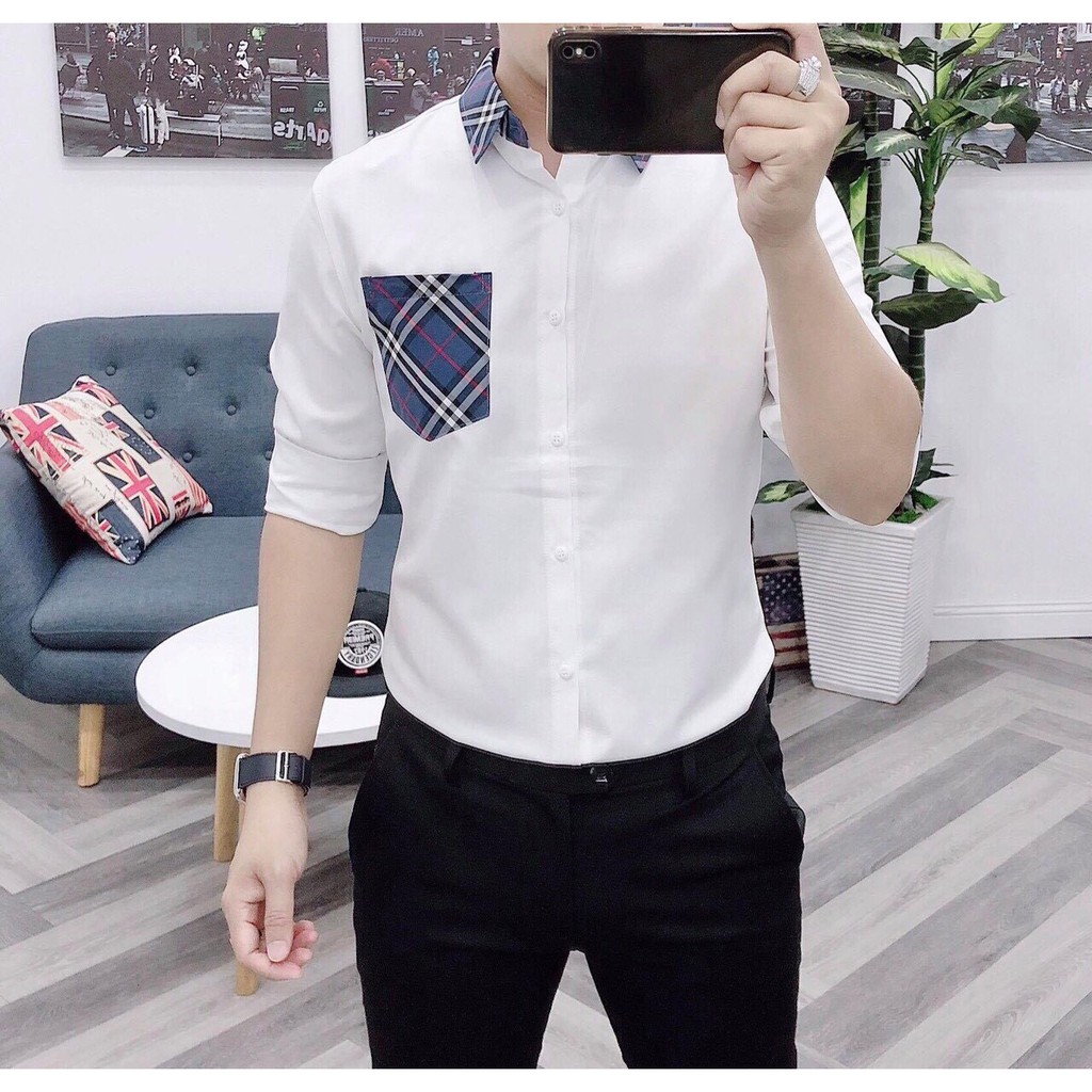 Áo sơ mi nam dài tay phối túi mẫu mới Hàn Quốc cực đẹp cao cấp ASM064