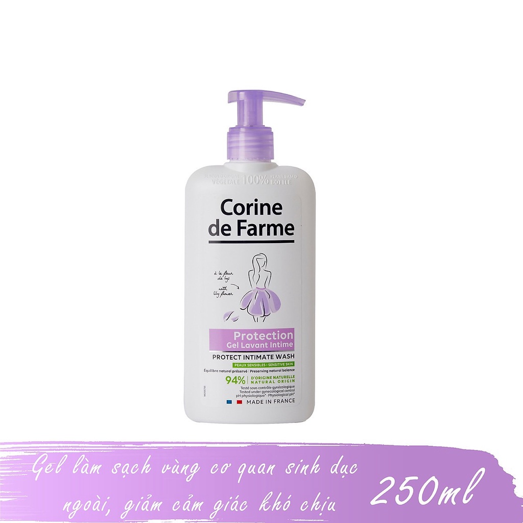 Dung dịch vệ sinh Corine De Farme Intimate Gel Protect làm sạch, cân bằng giữ ẩm 250ml