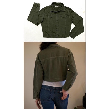 Áo khoác kaki jeans màu xanh rêu Sneak Peek (Size S, M/ Lỗi nhẹ) - Thanh lý vnxk
