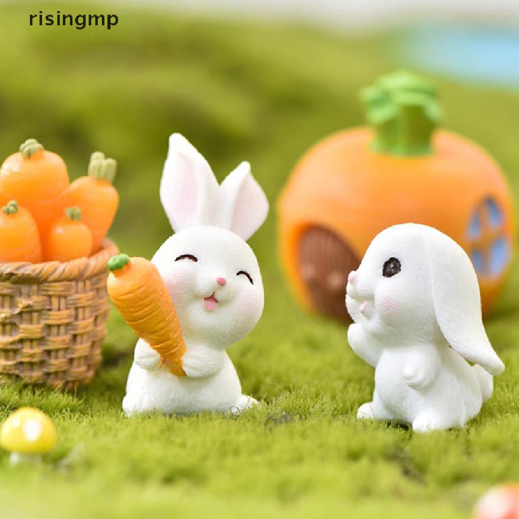 Mô Hình Thỏ Phục Sinh Mini Bằng Nhựa Resin Trang Trí Sân Vườn ♨Trên đó