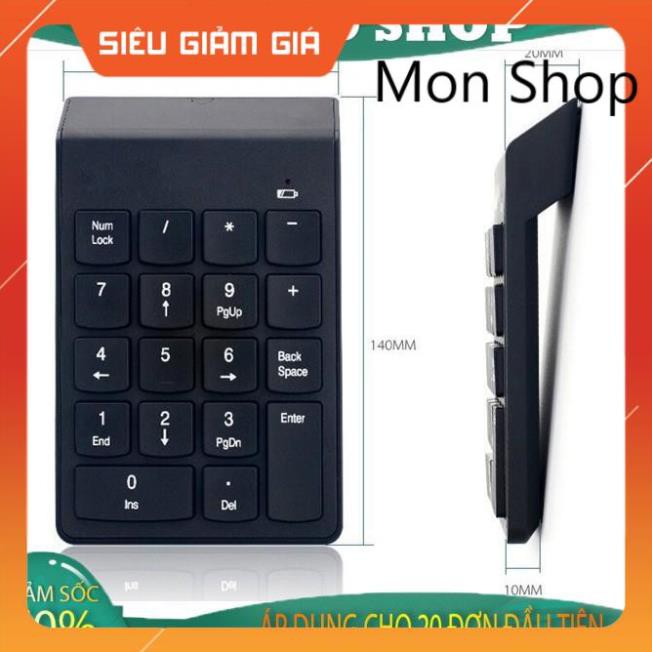 Bàn phím số rời không dây Wireless 2.4 GHz cho Laptop Máy tính Numpad K07 MON SHOP