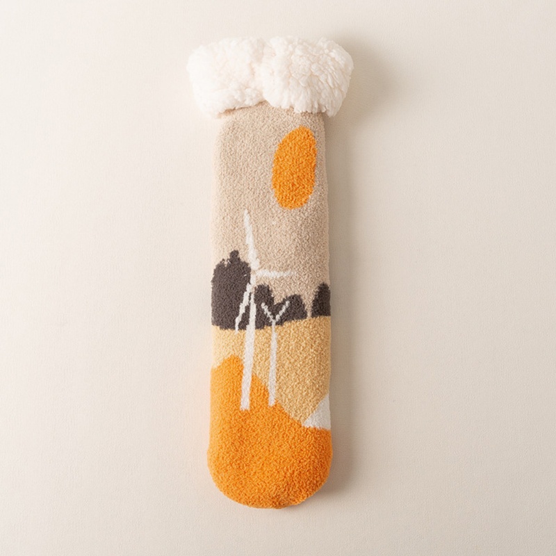 Youyo Vớ Lông Cừu Giả Dày In Hình Phong Cảnh Làng Quê Đầy Màu Sắc Mới Lạ Giữ Nhiệt Mùa Đông Cho Nữ Có Sẵn