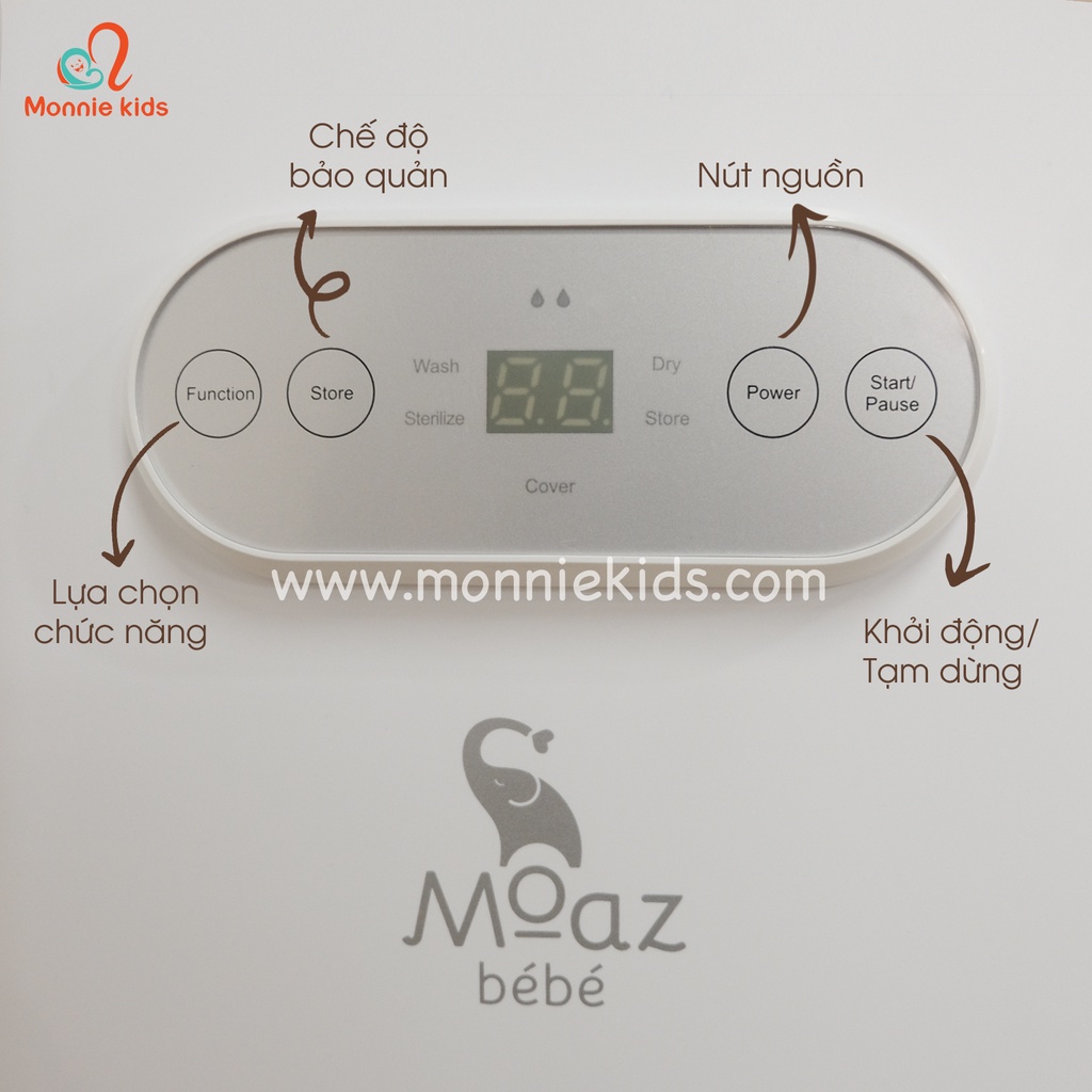 Máy rửa bình sữa cho bé Moaz Bebe Mb035 , máy tiệt trùng sấy khô hơi nước - Monnie Kids