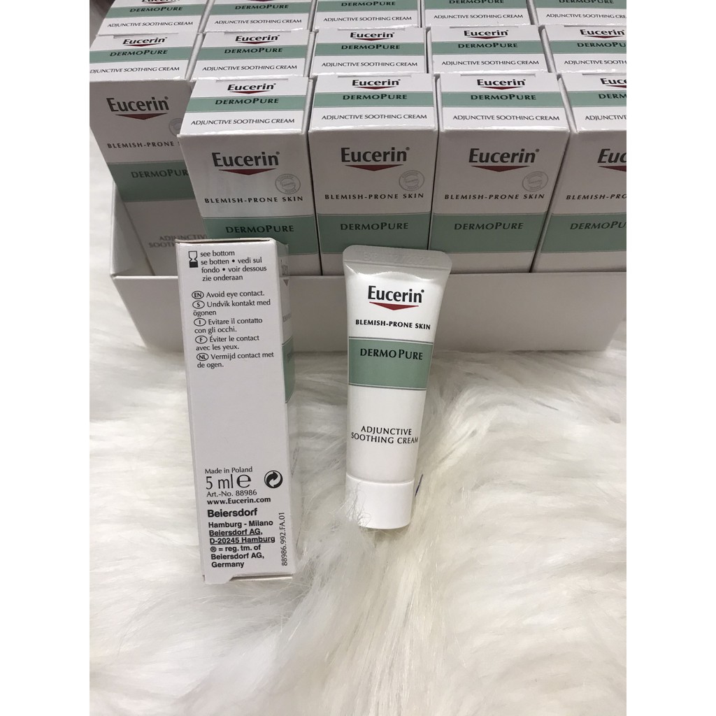 Kem dưỡng ẩm dành cho da mụn Eucerin DERMOPURE Adjunctive Soothing Cream 5ml