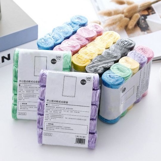 Set 5 Cuộn Túi Đựng Rác Sinh Học Tự Phân Hủy Siêu Dai Co Giãn Nhiều Màu Tốt Bảo Vệ Môi Trường , bao rác tự phân hủy