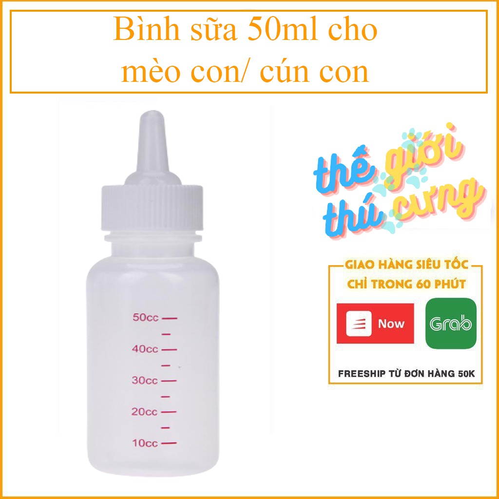 Bình sữa 50ml cho mèo con/ cún con chất liệu silicone