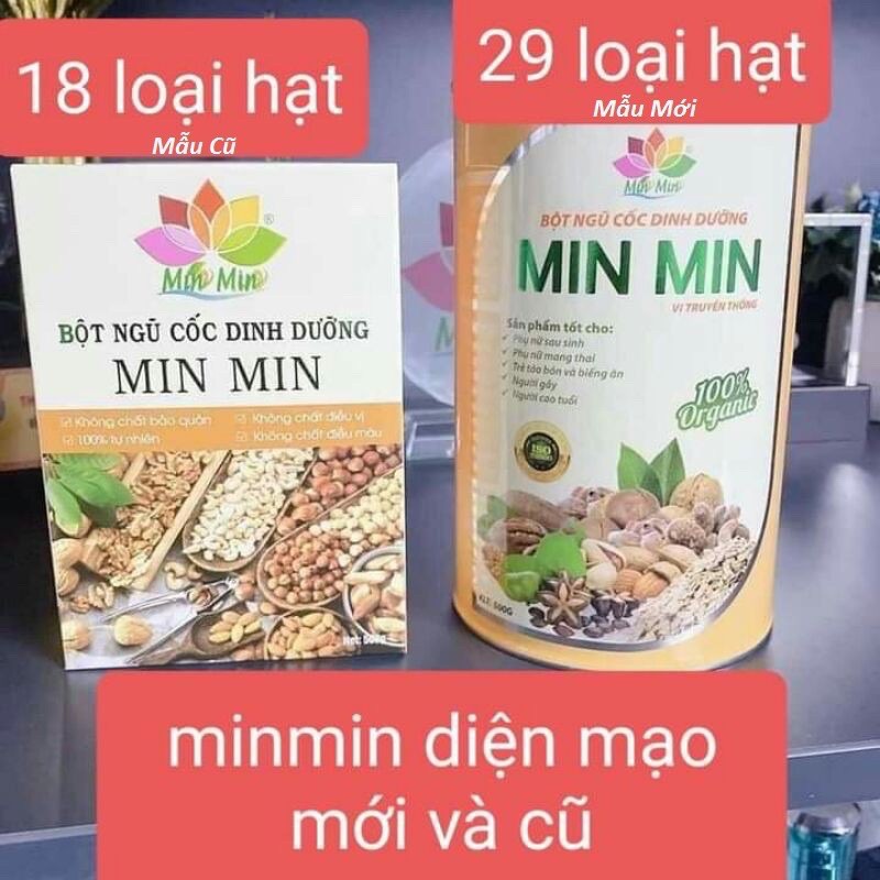 CHÍNH HÃNG Ngũ Cốc Lợi Sữa Min Min - Mẫu mới 29 loại Hạt, Bột Ngũ Cốc Min Min (500GAM), dành cho mẹ bầu và mẹ nuôi con b