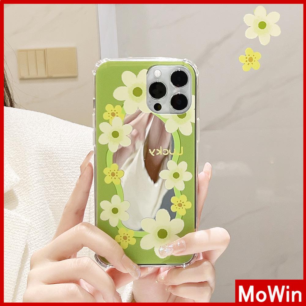 Ốp điện thoại acrylic HD hoa màu vàng/ xanh lá bảo vệ toàn diện thích hợp cho iPhone11/ 13ProMax/12 ProMax /7 Plus