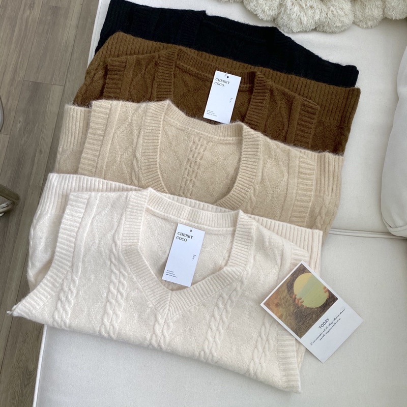 Áo gile len vặn thừng vừa 11113 CHERRYCOCO | BigBuy360 - bigbuy360.vn