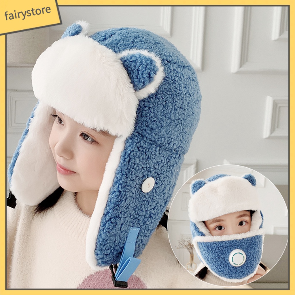 Mũ Trùm Đầu Kèm Khẩu Trang Giữ Ấm Cho Bé