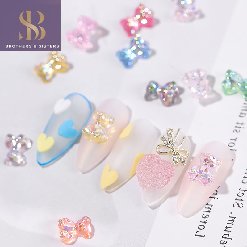 SUAKE Set 10 Hạt Pha Lê Hình Hoa Bướm 3D Lấp Lánh Dùng Để Trang Trí Móng Tay 5D DIY