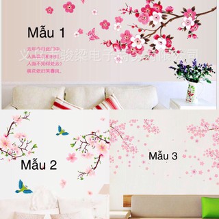 Decal dán hoa mai hoa đào trang trí tết 2020, trang trí năm mới