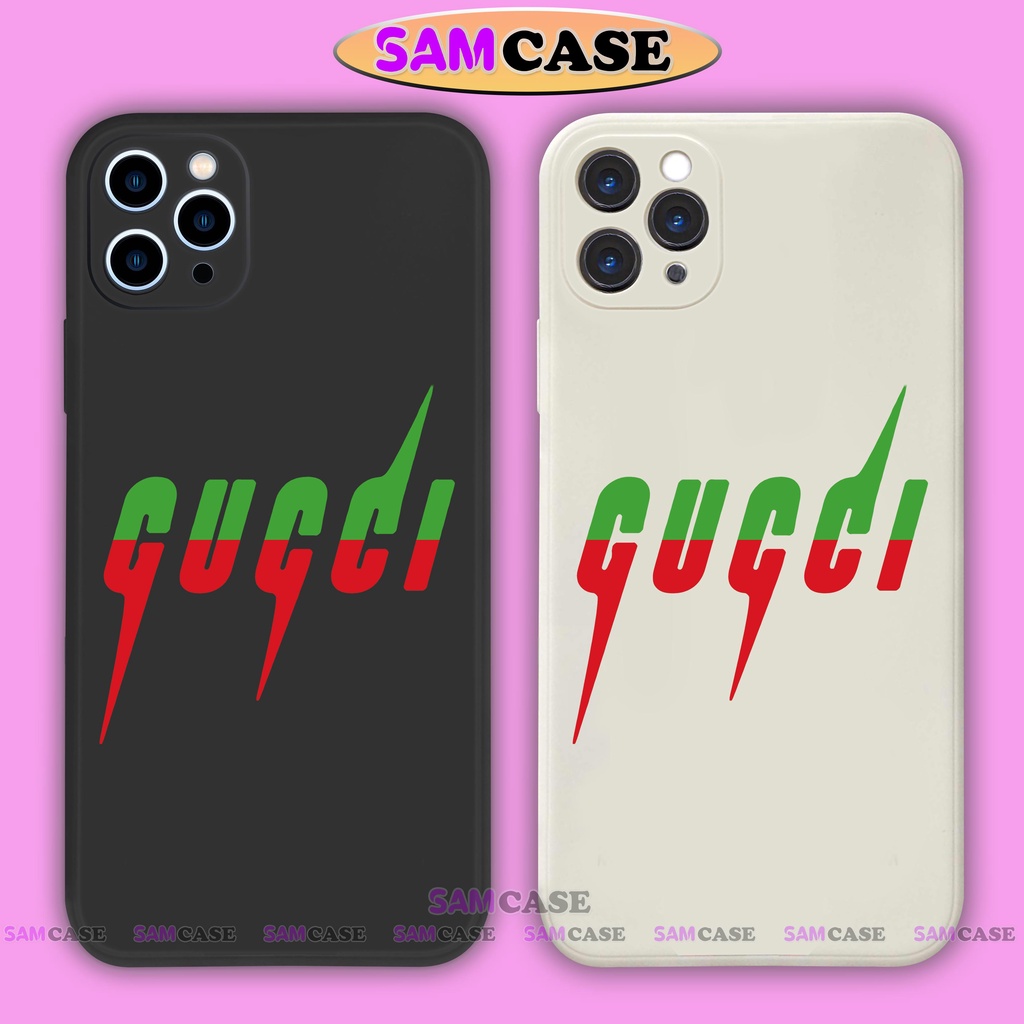 Ốp lưng điện thoại iPhone Gucci cạnh viền vuông silicon dẻo bảo vệ camera ip 6/6s/7/8/X/XS/XR/11/12/13/14 Pro Plus Max