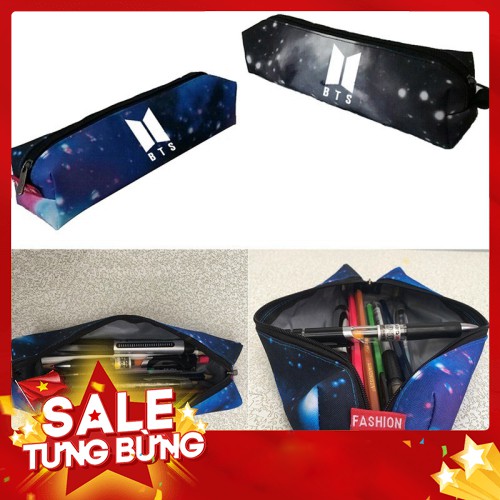 Chuyendokpop Hộp đựng bút in hình vẽ trời sao và logo nhóm nhạc BTS bằng nilon kích thước 19x6cm CẢM ƠN ĐÃ TIN TƯỞNG ỦNG