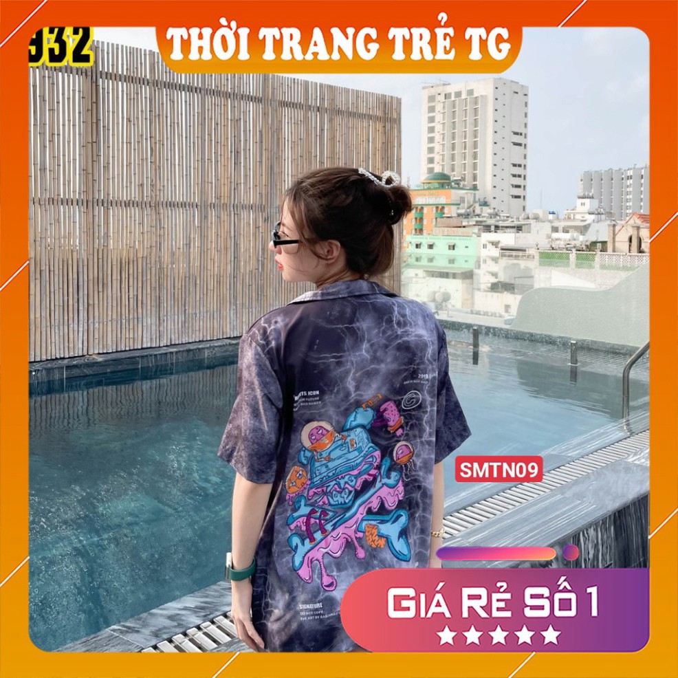 Áo sơ mi tay ngắn 𝑭𝒓𝒆𝒆𝒔𝒉𝒊𝒑 Áo sơ mi Unisex SMTN06 3D Form Rộng, Tay Lỡ Unisex