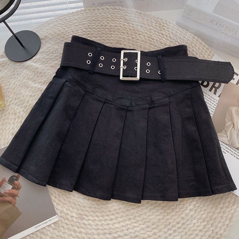 Chân Váy Denim Chân Váy Ngắn Xếp Li Kèm Nịt To Dày Dặn Hàng Qc Cao Cấp Phong Cách Hàn Quốc Cv4802