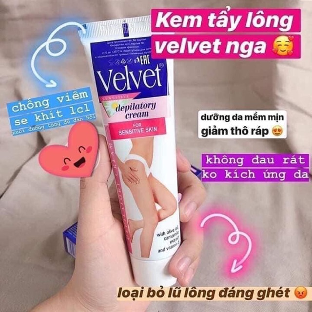 Tẩy lông Velvet Nga 100ml kèm gạt