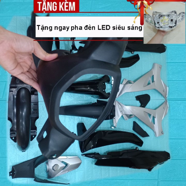 Bộ dàn áo Loại Phanh Đĩa  xe SIRIUS đời 2005 đến 2018 nhựa nguyên sinh ABS cao cấp màu ĐEN