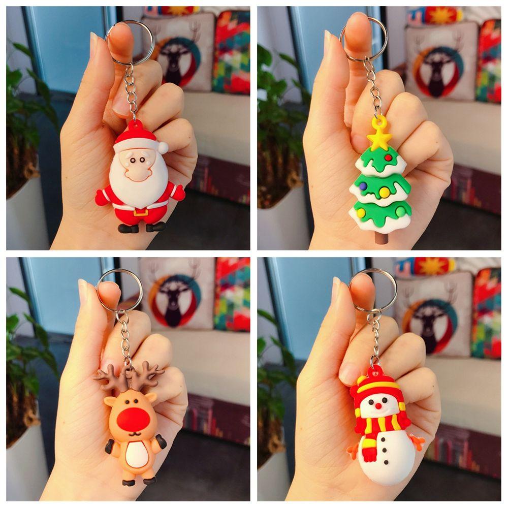MELODG Christmas Keychain New Fashion Bag Pendant Silicone Snowman Xmas Gifts KeyRing
