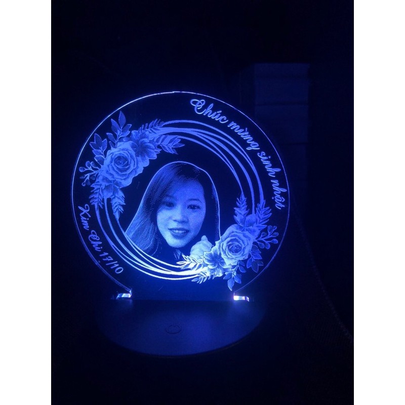 Đèn Led 3d Khắc Hình Ảnh Nội Dung Theo Yêu Cầu - 7-16 màu tự động