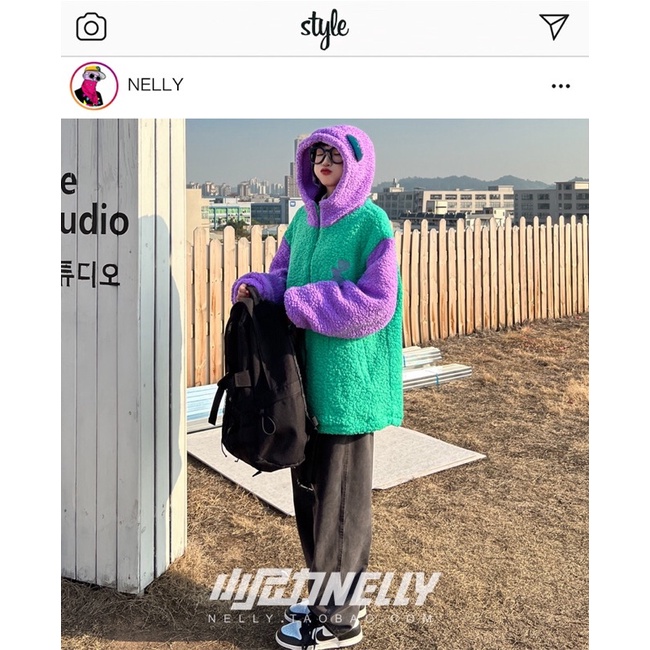 Áo khoác nelly nỉ bông sale (có sẵn) cổ tím nhạt