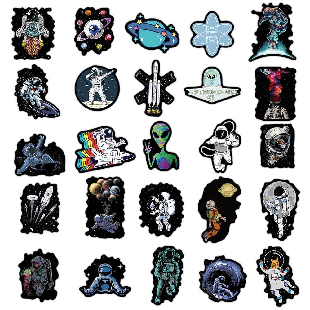 NASA Bộ 50 Miếng Dán Trang Trí Laptop/Điện Thoại/Mũ Bảo Hiểm Họa Tiết Graffiti Chống Thấm Nước