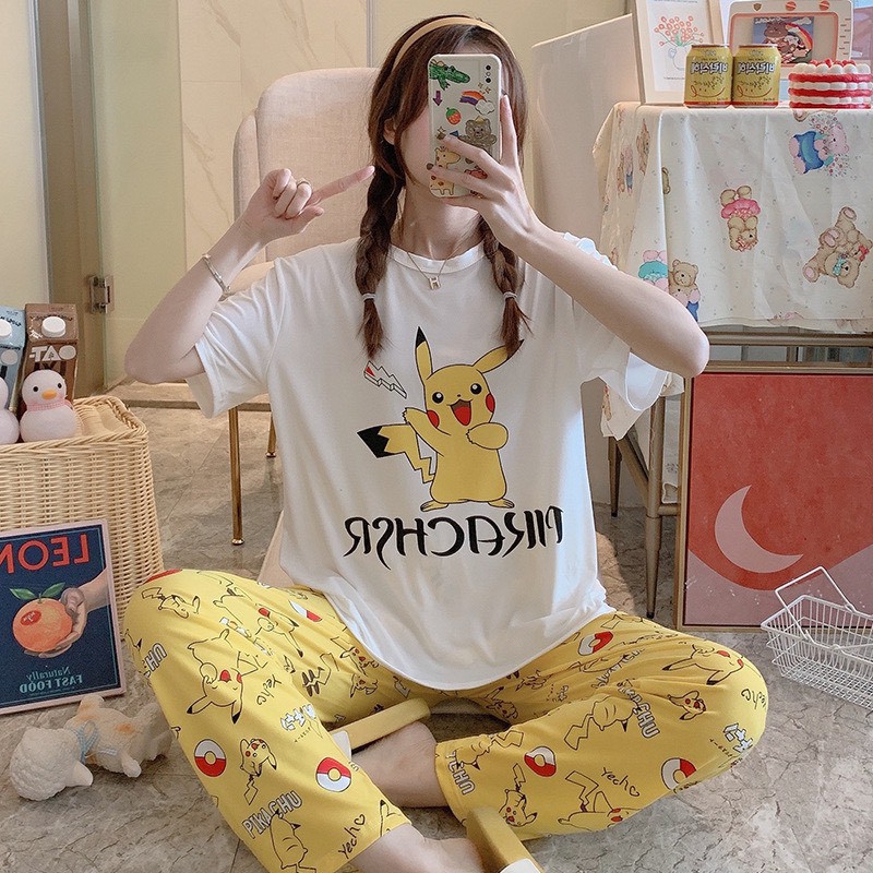 Bộ Mặc Nhà FREESHIP Bộ Ngủ Đẹp Quần Dài Xinh Xắn Hoạt Hình Dễ Thương vải mát dáng rộng thoải mái AN15