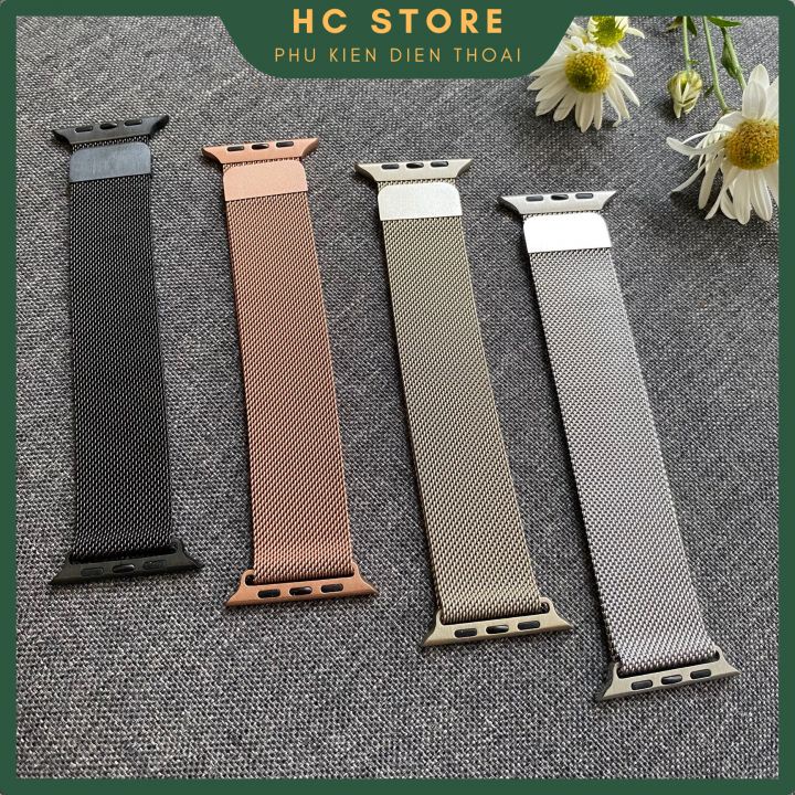 Dây đeo Apple Watch chất liệu Thép không gỉ Milanese Loop cao cấp đủ màu size 38/40/42/44