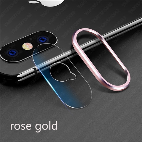 Vòng kim loại + kính cường lực trong suốt bảo vệ camera thích hợp cho iPhone 6 6s 7 8 Plus X Xs Max Xr