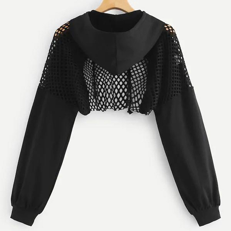 sunfay3 Áo Croptop Tay Dài Phối Lưới Xuyên Thấu Quyến Rũ | BigBuy360 - bigbuy360.vn