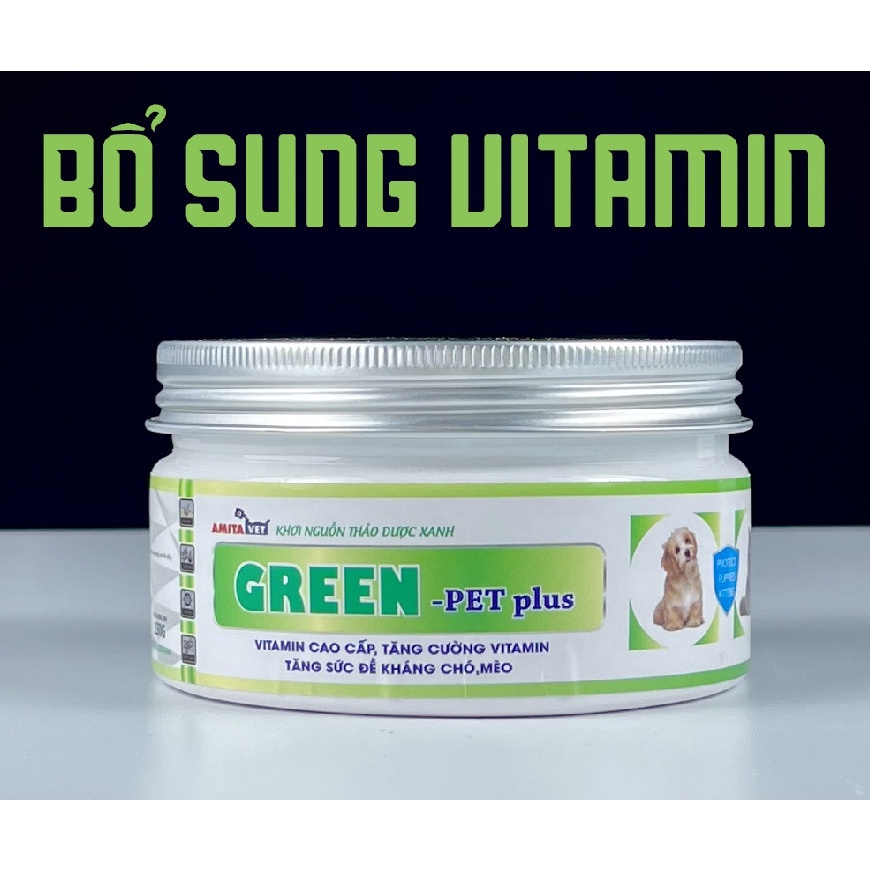 Vitamin cho chó mèo GREEN Pet-Plus 35g Từ AMITAVET giúp thú cưng tăng đề kháng bổ xung vitamin