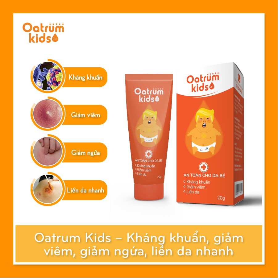 Oatrum Kids - Kem bôi da kháng khuẩn, giảm viêm, liền da cho bé (Tuýp 20g)