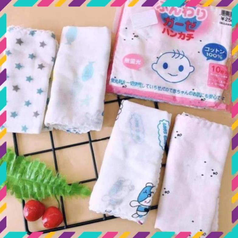 SET 10 KHĂN SỮA XÔ XUẤT NHẬT KÍCH THƯỚC 32 x 32 CM CHẤT LIỆU COTTON SIÊU MỀM