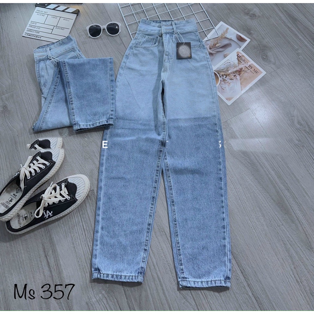 QUẦN BAGGY JEANS NỮ LƯNG CAO LAI CUỐN 2 NÚT LOANG MÀU XANH ĐẬM LAI CUỐN VẢI DÀY DẶN MỀM MỊN ĐỈNH CAO HOT HIT NITIQC