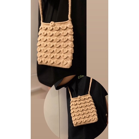 Túi xách len bán nguyệt 💕Handmade by Nhun💕 Móc khoá, trang sức, phụ kiện