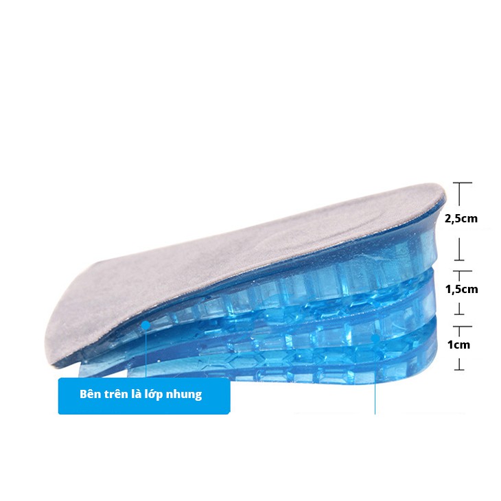 2 cặp Lót giày silicon nửa bàn tăng 5cm điều chỉnh  3 nấc