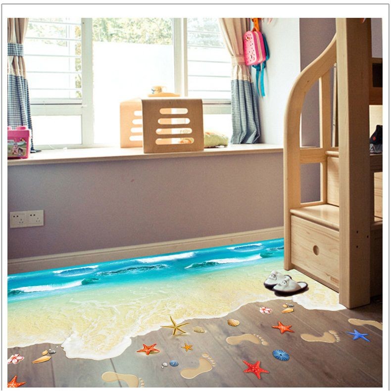 Decal dán tường Bãi cát biển 3D DCS035