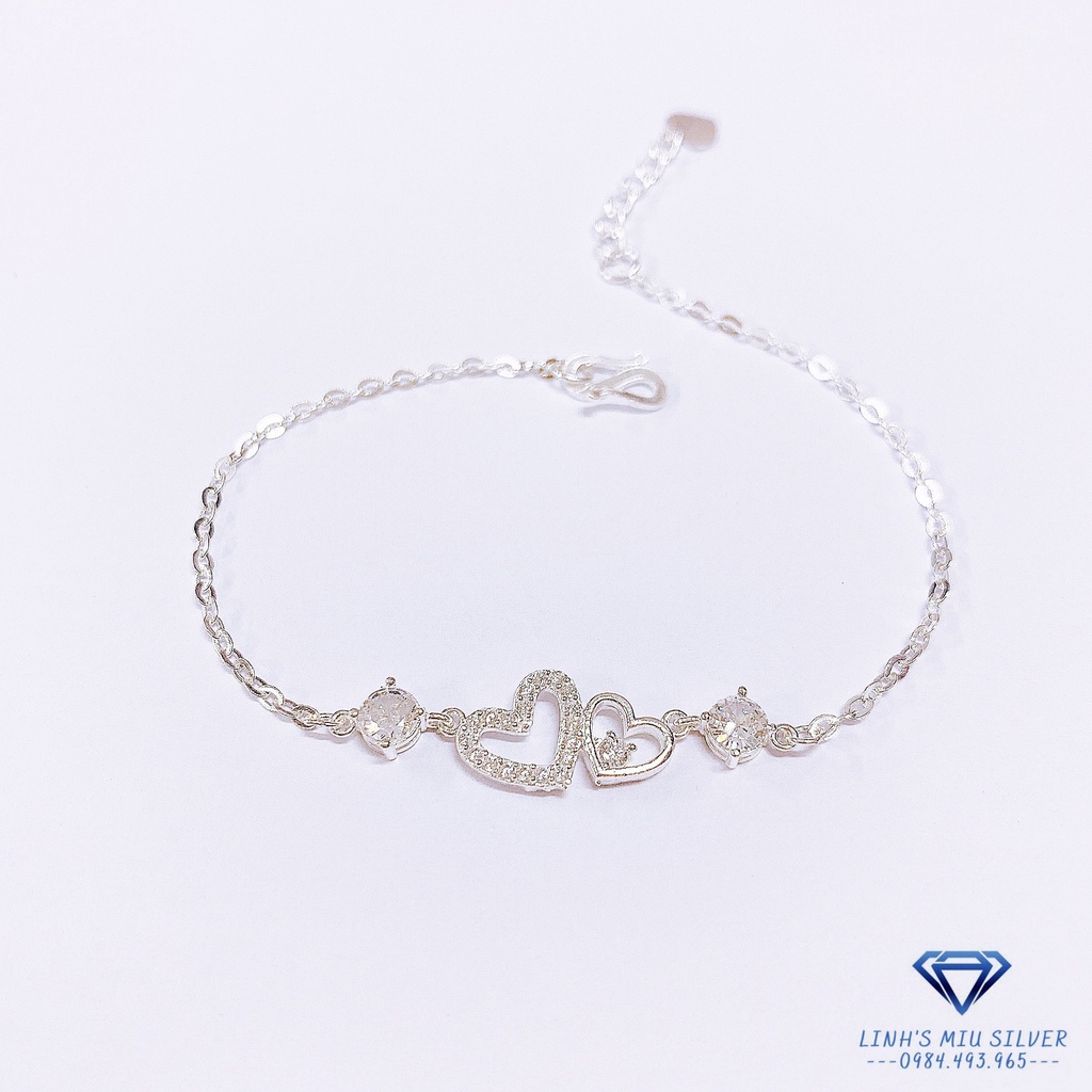 Lắc tay bạc nữ hình trái tim nhỏ xinh xắn LINH MIU SILVER