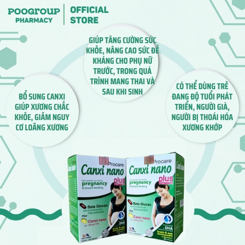 Viên uống CANXI NANO PROCARE - bổ sung canxi cho phụ nữ chuẩn bị mang - phụ nữ có thai và cho con bú