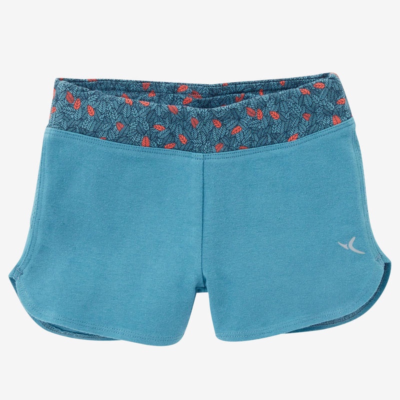 Quần short tập gym trẻ em Decathlon DOMYOS 500 - Ngọc lam/San hô