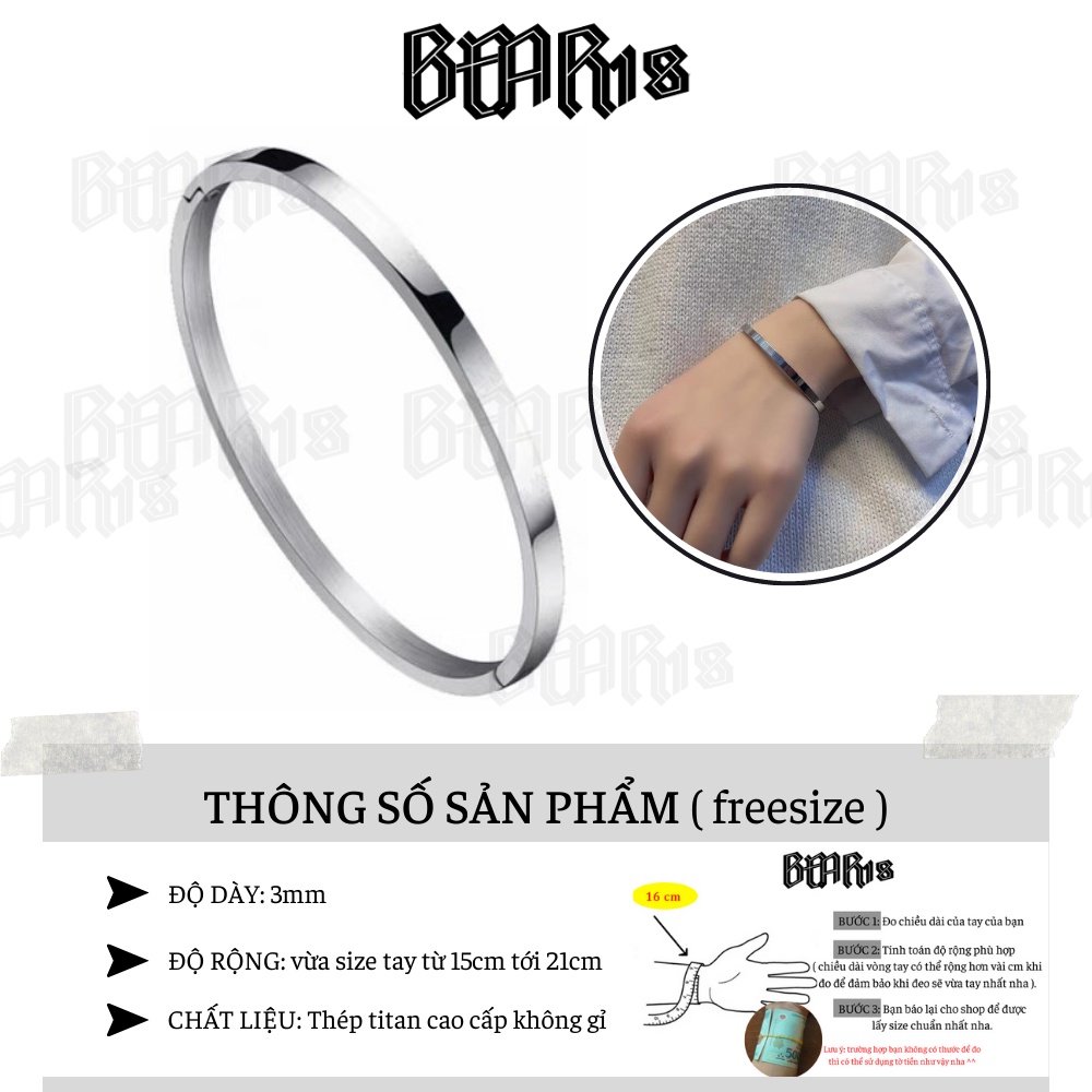 Vòng tay trơn kim loại bạc thép titan không gỉ phù hợp cho nam và nữ phong cách đơn giản BEAR18 - L103