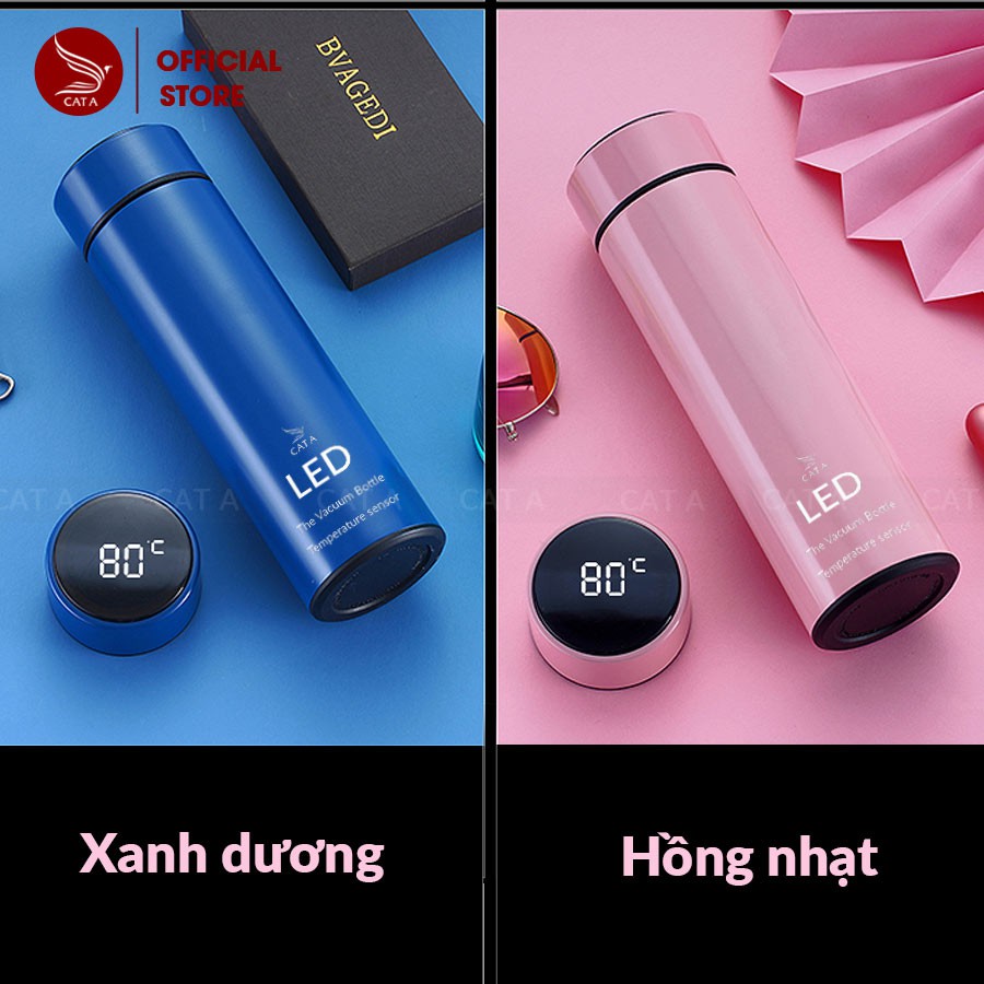Bình giữ nhiệt Inox 2 lớp Cao Cấp thông minh có Đèn LED hiển thị nhiệt độ - Nhỏ gọn, sang trọng [ Dung tích 500 ML ] | BigBuy360 - bigbuy360.vn