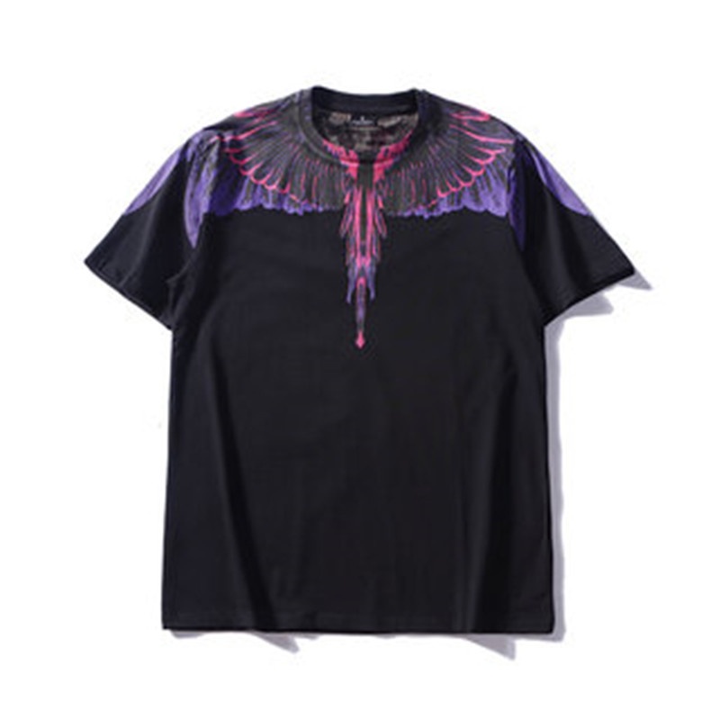 Áo Thun Thể Thao Tay Ngắn Cổ Tròn In Hình Đôi Cánh Màu Tím/Xanh Dương Thời Trang Đường Phố Dành Cho Nam Và Nữ