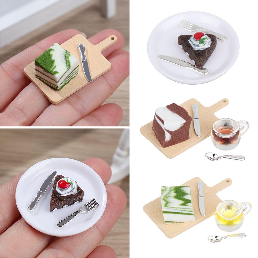 1 Bộ Bánh Kem Nhỏ Kèm Khay Trang Trí Nhà Búp Bê
