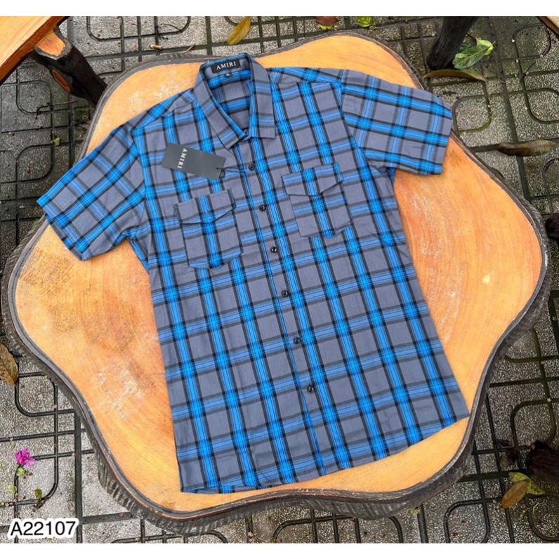 Áo Sơ Mi Cộc Tay Nam Kẻ Cao Cấp - Áo Nam Sơ Mi Cộc Cổ Bẻ Hot Hiện Nay