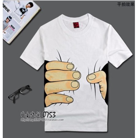Triple A💕2021 new men's short-sleeved t-shirt men's 3D big hand short-sleeved t-shirt Korean version