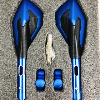Gương xe máy (kiếng chiếu hậu) nhập khẩu cao cấp dùng cho xe SH, Vario, Exciter...và các loại xe khác, màu xanh